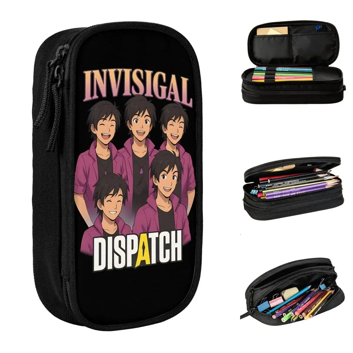 Invisigal Dispatch Energetic Anime Pencil Cases Pencilcases Pen Holder for Student Large Storage Bag Students School Accessories