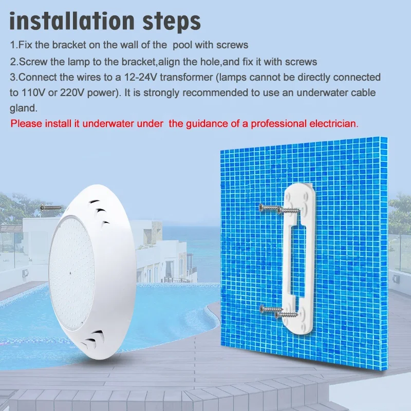 New Design Pool Light 12V Ac Color Changing Abs Resin Filled Ip68 Waterproof Rgb Underwater Swim Led Pool Lighting