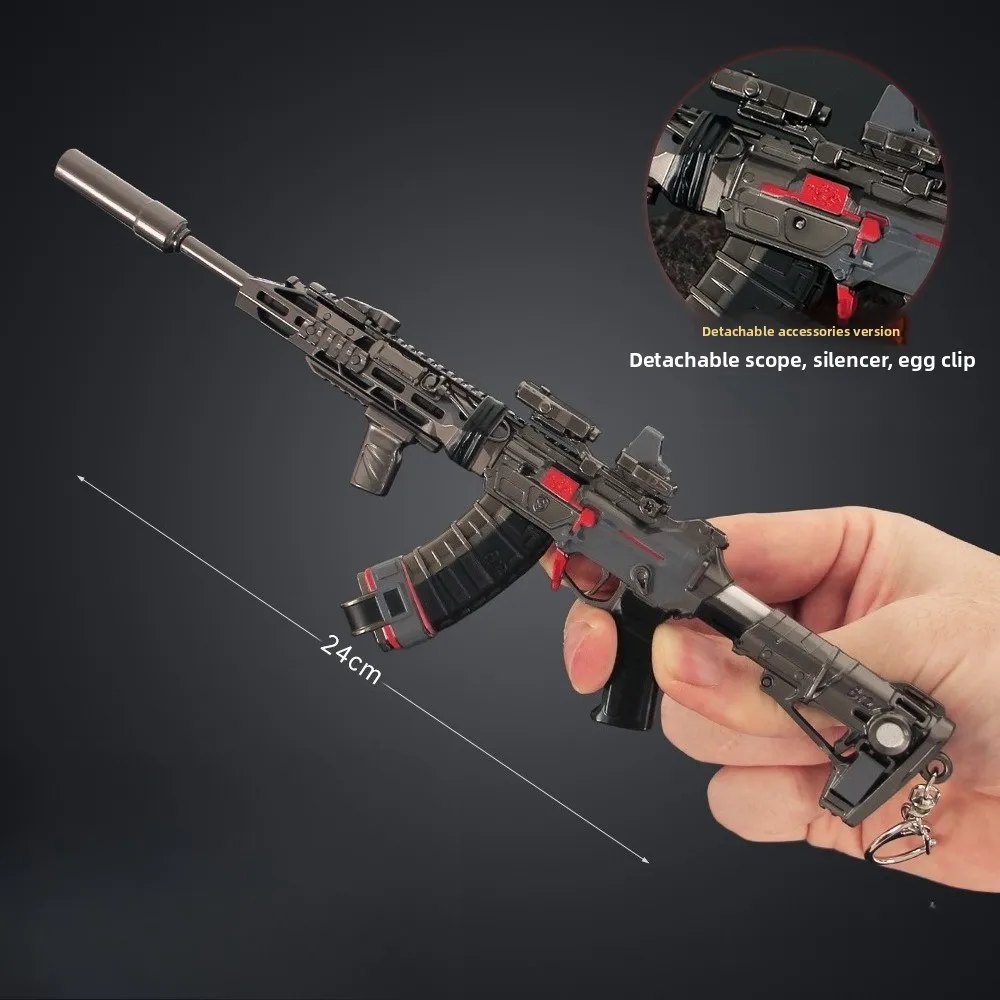 24 cm/9,45 Zoll Delta Force Spielperipheriegeräte Tenglong Assault Rifle Metallmodell Legierung Zierwaffen Requisite Geburtstagsgeschenk für Jungen