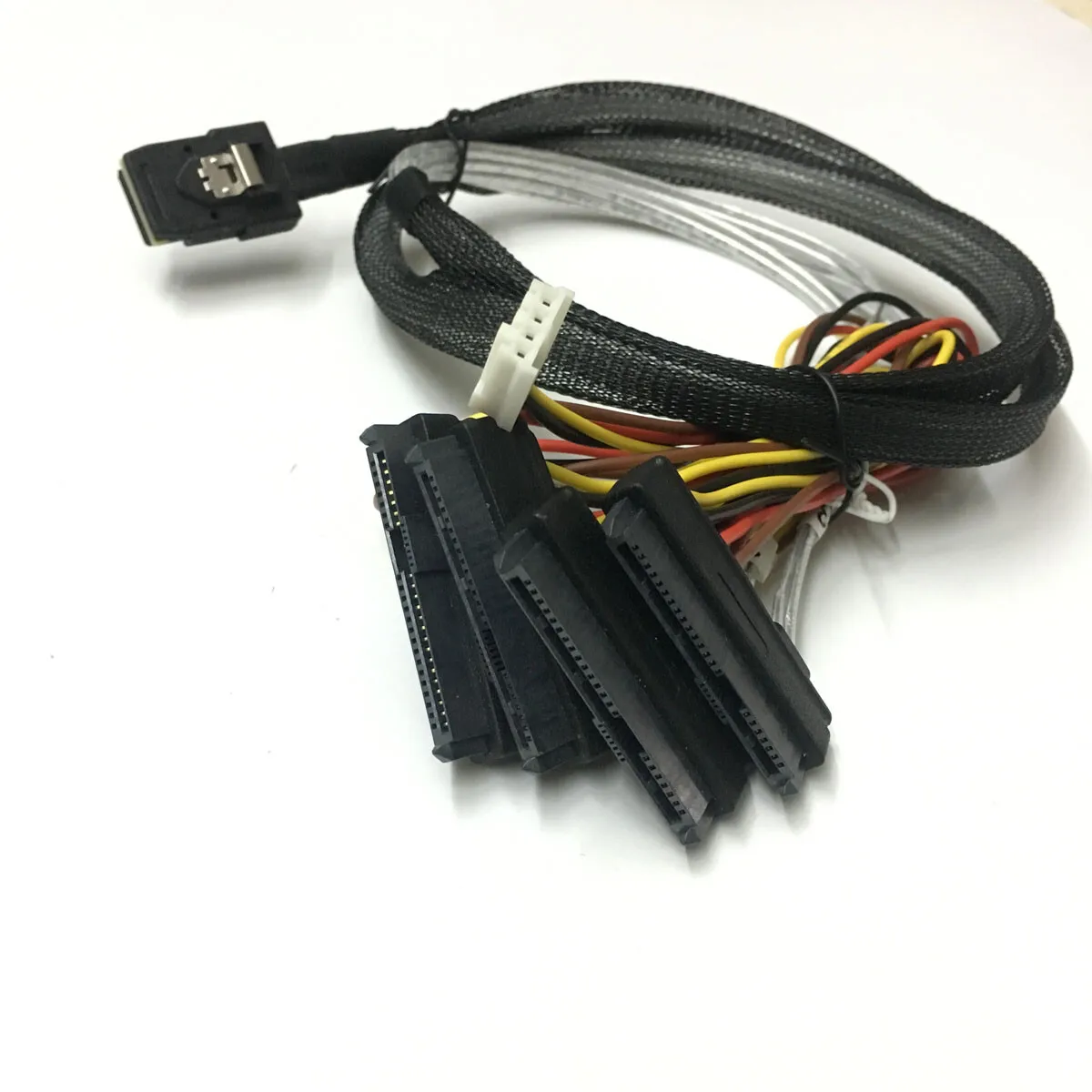 For Mini SAS 36 Pin SFF-8087 to 4x SAS/SFF-8482 MINI 4 pin 1 Power HDD Cable 3FT 1M