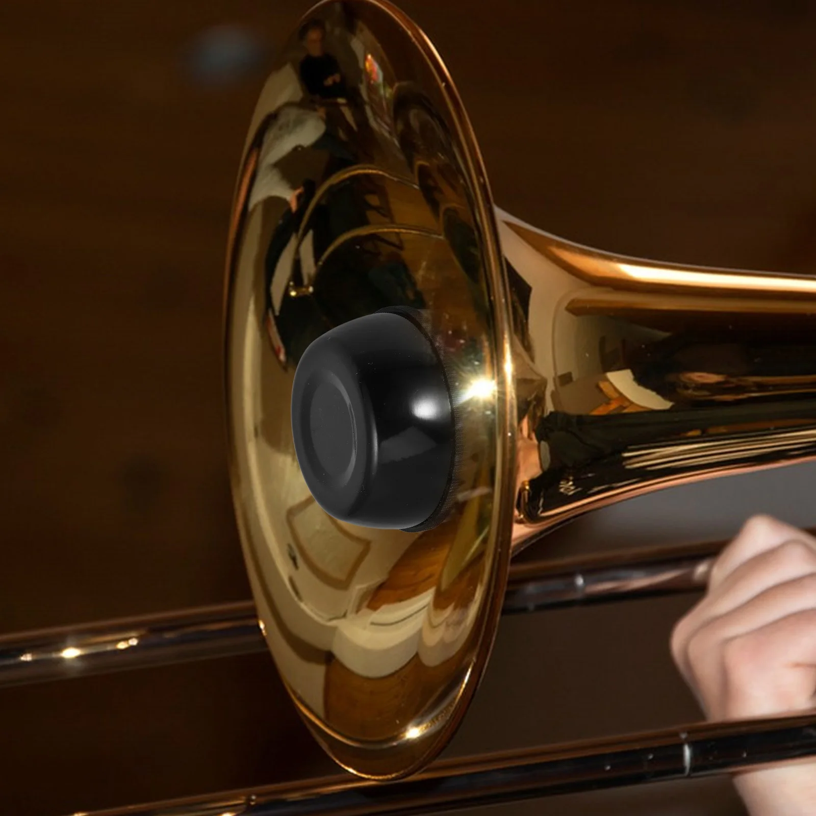 

Trombone Mute ABS Material Durable Simple Black Design Lightweight Easy Install Remove Tenor Slide Accessory Trombone Mute