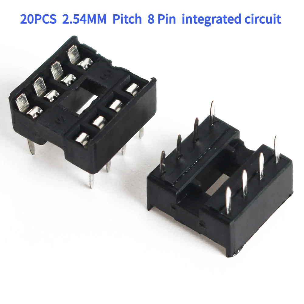 20PCS/Lot  IC socket flat foot 8-pin 2.54MM Pitch  8P DIP-8 chip socket integrated circuit socket