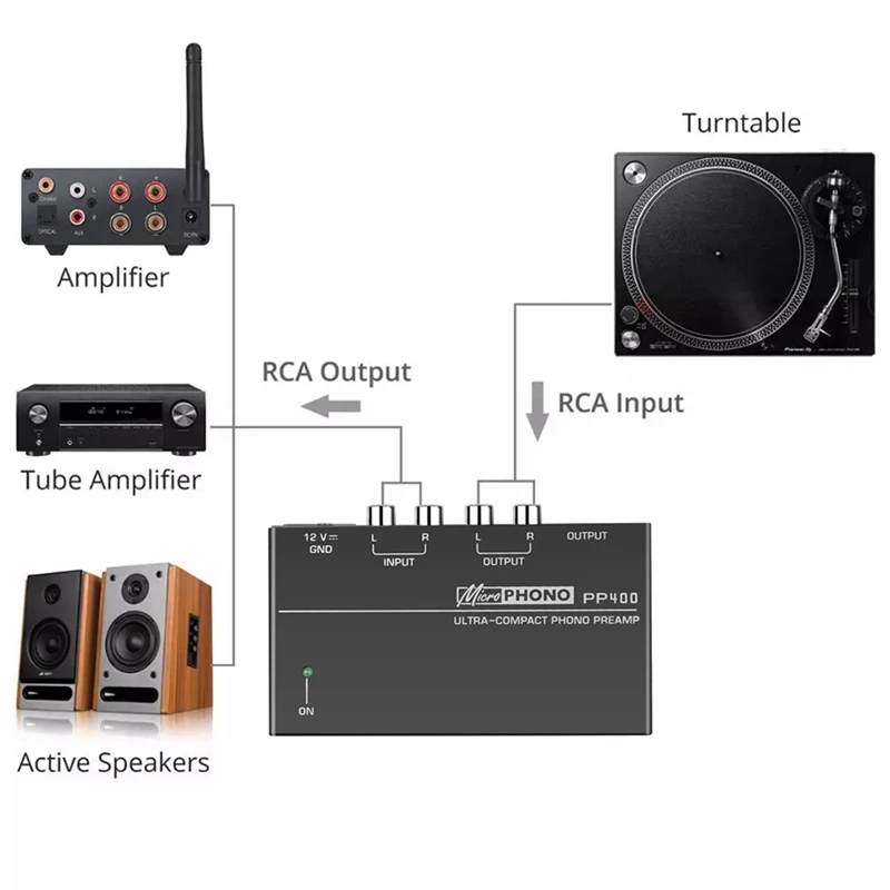 Imagem -05 - Pré-amplificador Ultra Compact Phono Preamp com Rca Trs Interfaces Pp400 Preamp us Plug