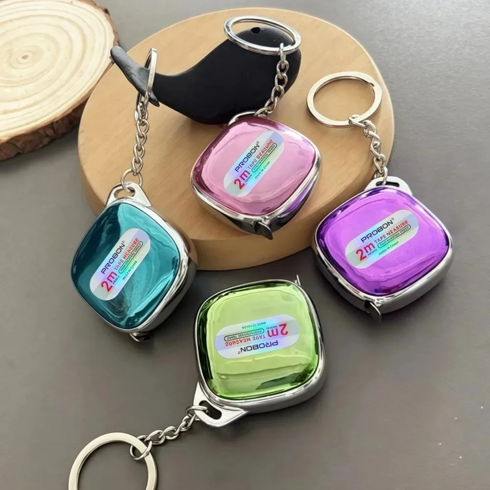 2m Mini Tape Measure Colorful Keychain Design Measuring Tool Metric System Retractable Steel Tape Measure