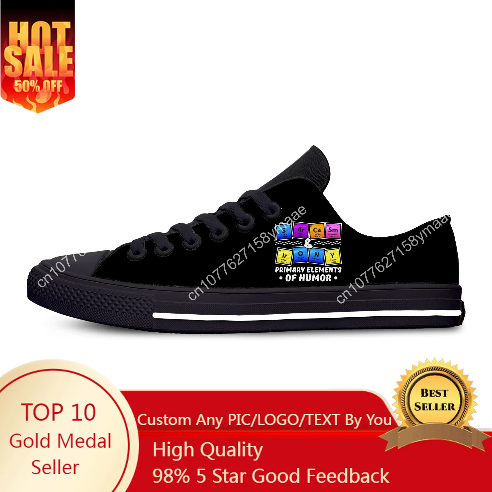 

Chemistry Primary Elements Of Humor Science Funny Casual Cloth Shoes Low Top Lightweight Breathable 3D Print Men women Sneakers