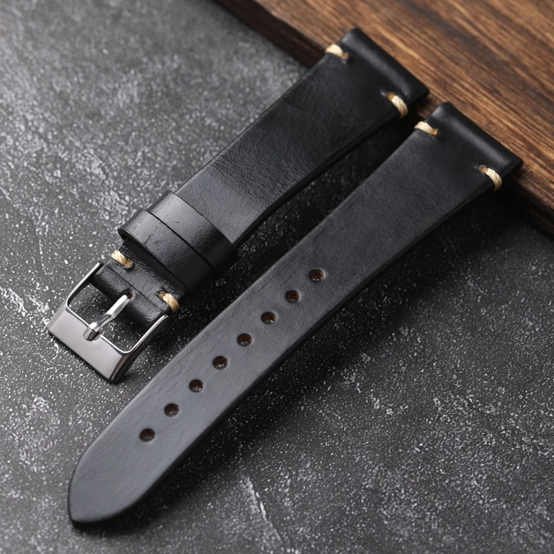 Handmade Horwen US Chromexcel Leather Watchbands Natural Soft Wrap Handmade Leather Straps 18mm 20mm 22mm Vintage Men\'s Bracelet