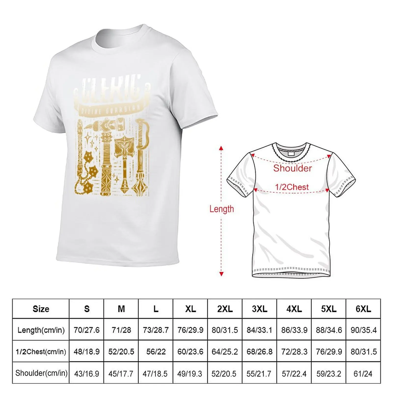 CLERIC - Divine Guardian (White) T-Shirt man t shirt summer t shirt man plain T-Shirt