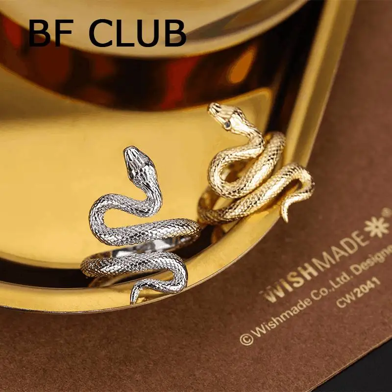 Original 925 Sterling Silver Gold Snake Rings For Women Counple Wedding Engagement Silver Women's Vintage Ring Fine Jewelry