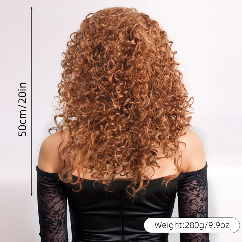 Long wig, afro curly hair, African and European fashion headpiece, small curling tube