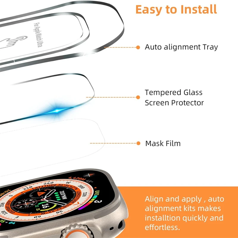 Tempered Glass For Apple Watch Ultra 2 49mm Anti-Scratch Screen Protector for iWatch Ultra Seconds installation Protective Film view 4