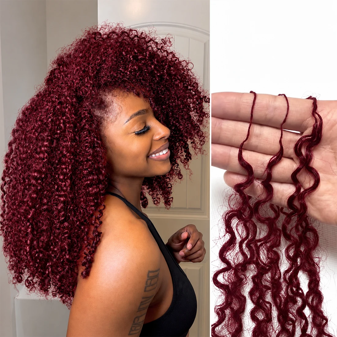 99J 12A Small Spirals Curly Crochet Human Hair Extensions Deep Pixie Curls Crochet Hair Pre Separated Knotless Miracle Knot Braids