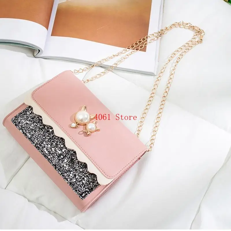 حقيبة كروس عصرية على شكل سلسلة حقيبة صغيرة مربعة الشكل حقيبة كتف للتجمع