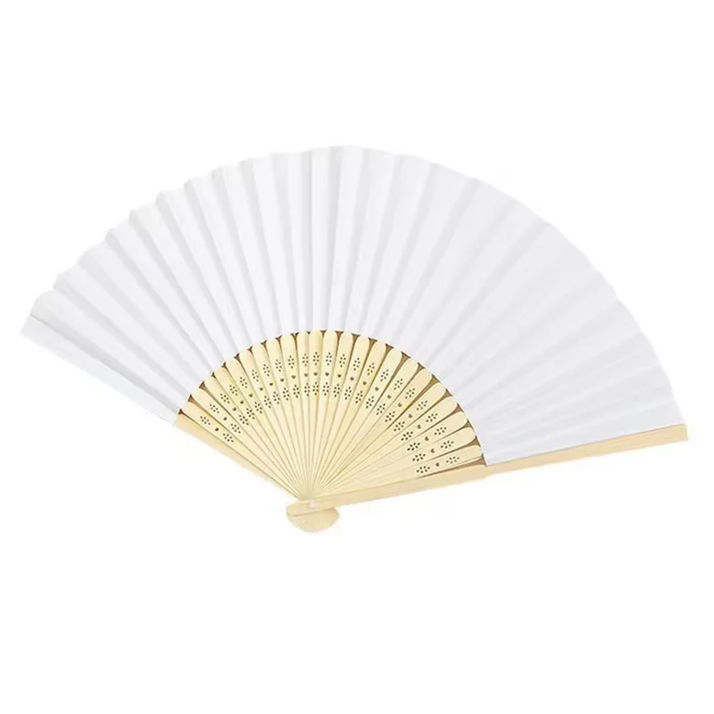 

A15F-40Pcs DIY Paper Fan Folding Fan Adults Children's Calligraphy Painting Practice Blank White Folding Fan Wedding Gifts