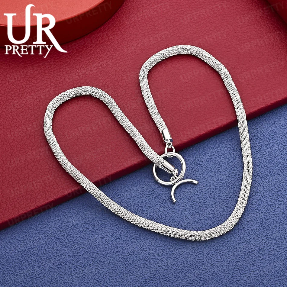 925 Sterling Silver 4mm Fashion Woven Mesh Pattern Necklace 18 Inches Women's Party Engagement Wedding Fashion Jewelry