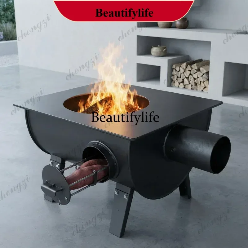 Chimeneas Wood Burning Cookstove with Oven Indoor Outdoor Heating Stove Cast Iron Firewood Cooker for Household Use a95