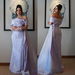 Customized Jiayigong  Jersey Sequined Ruched Clubbing A-line Off-the-shoulder Bespoke Occasion Gown Long Dresses Saudi Arabia