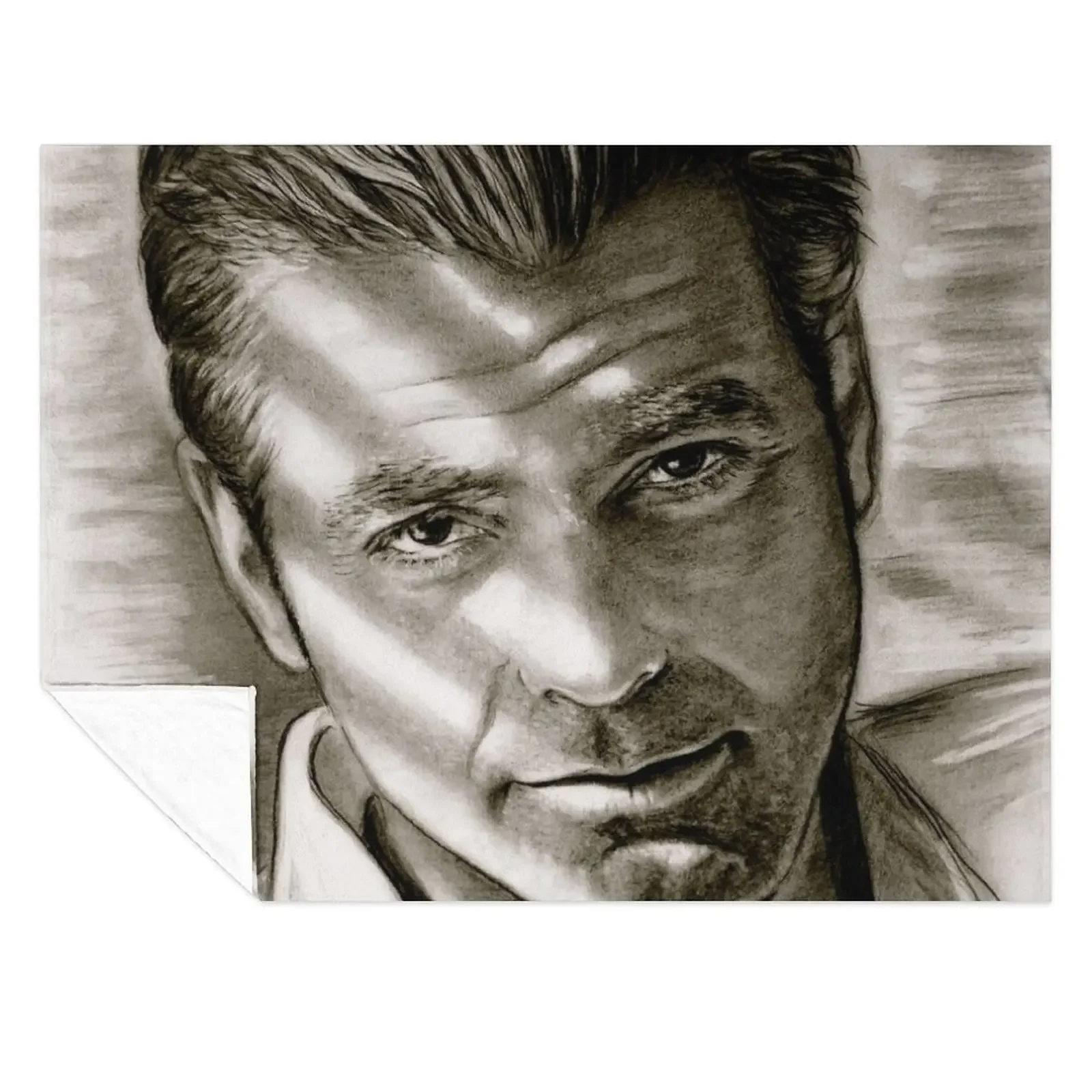 

G. Clooney in black and white Throw Blanket Beautifuls Flannel Heavy Blankets