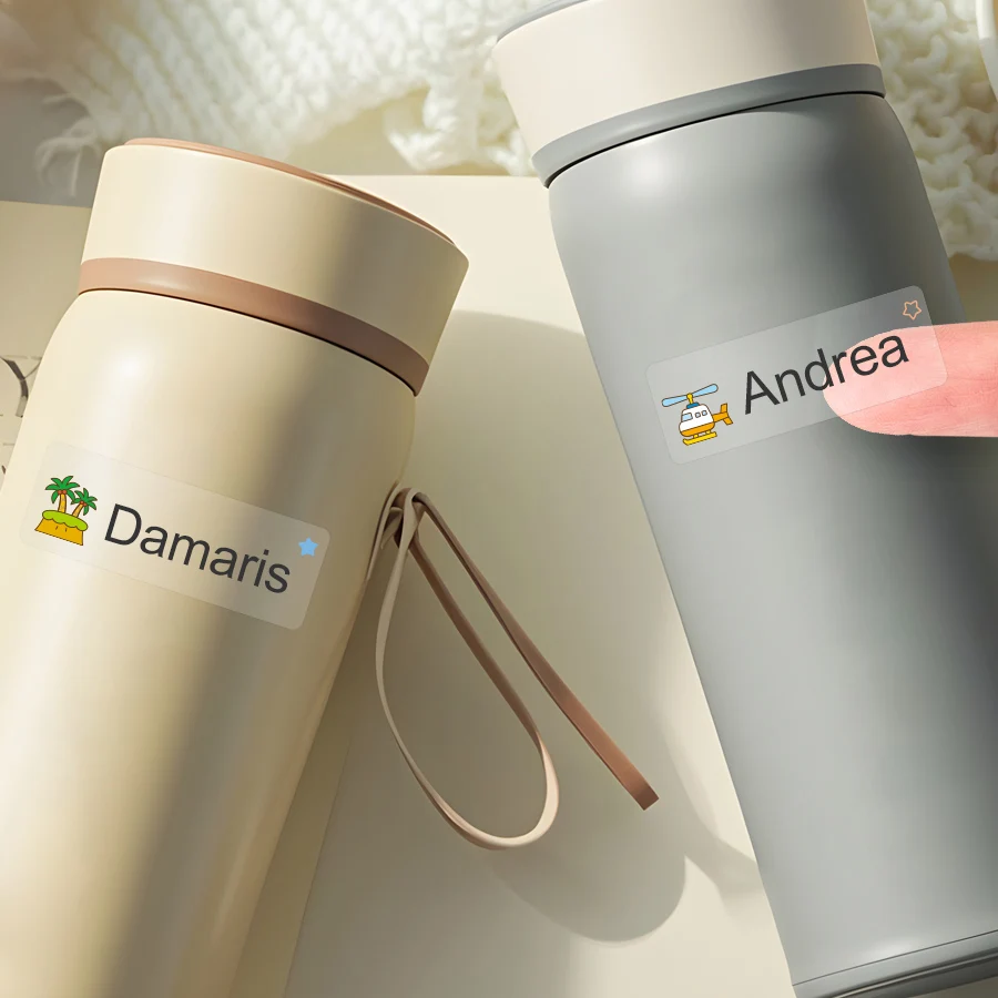 Personalisierte wasserfeste Kinderetiketten – transparente, individuelle Tieraufkleber mit mehrsprachigen Namen für Schreibwaren und Heimwerkerarbeiten – Detail 4