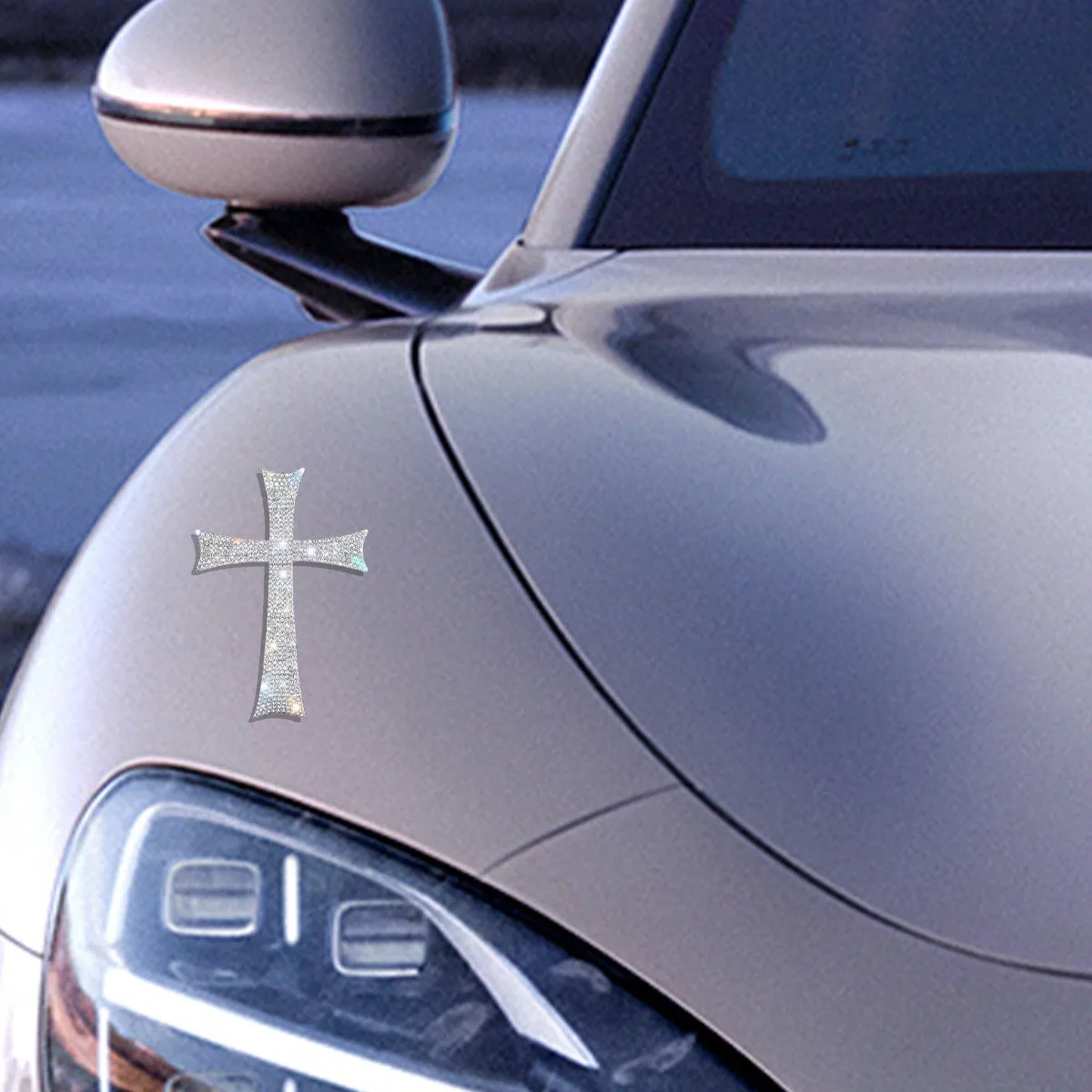 2 Shiny 3D Three-Dimensional Cross Stickers, Multi-Purpose Decorative Stickers, Suitable for Vehicle Surfaces, Home Accessories