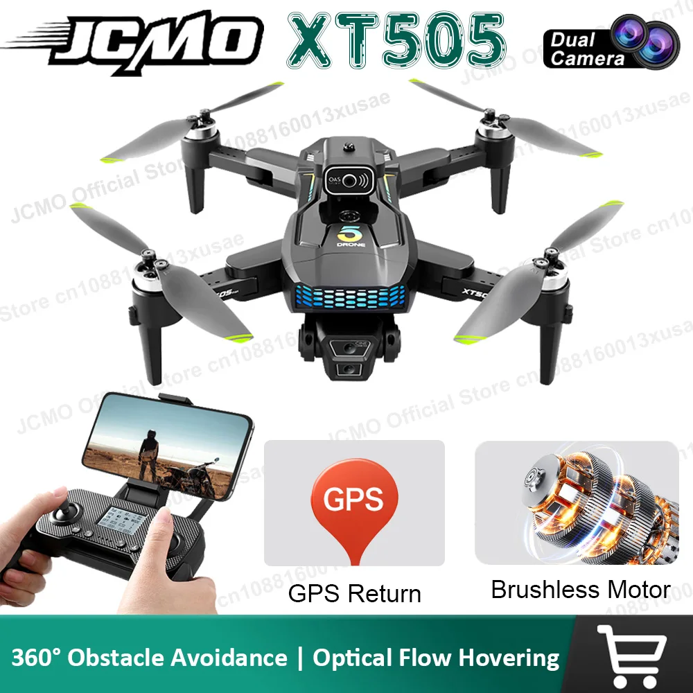 

JCMO XT505 GPS Drone 4K Camera Brushless Motor Professional 360 Obstacle Avoidance Optical Flow Positioning Quadcopter for Kids
