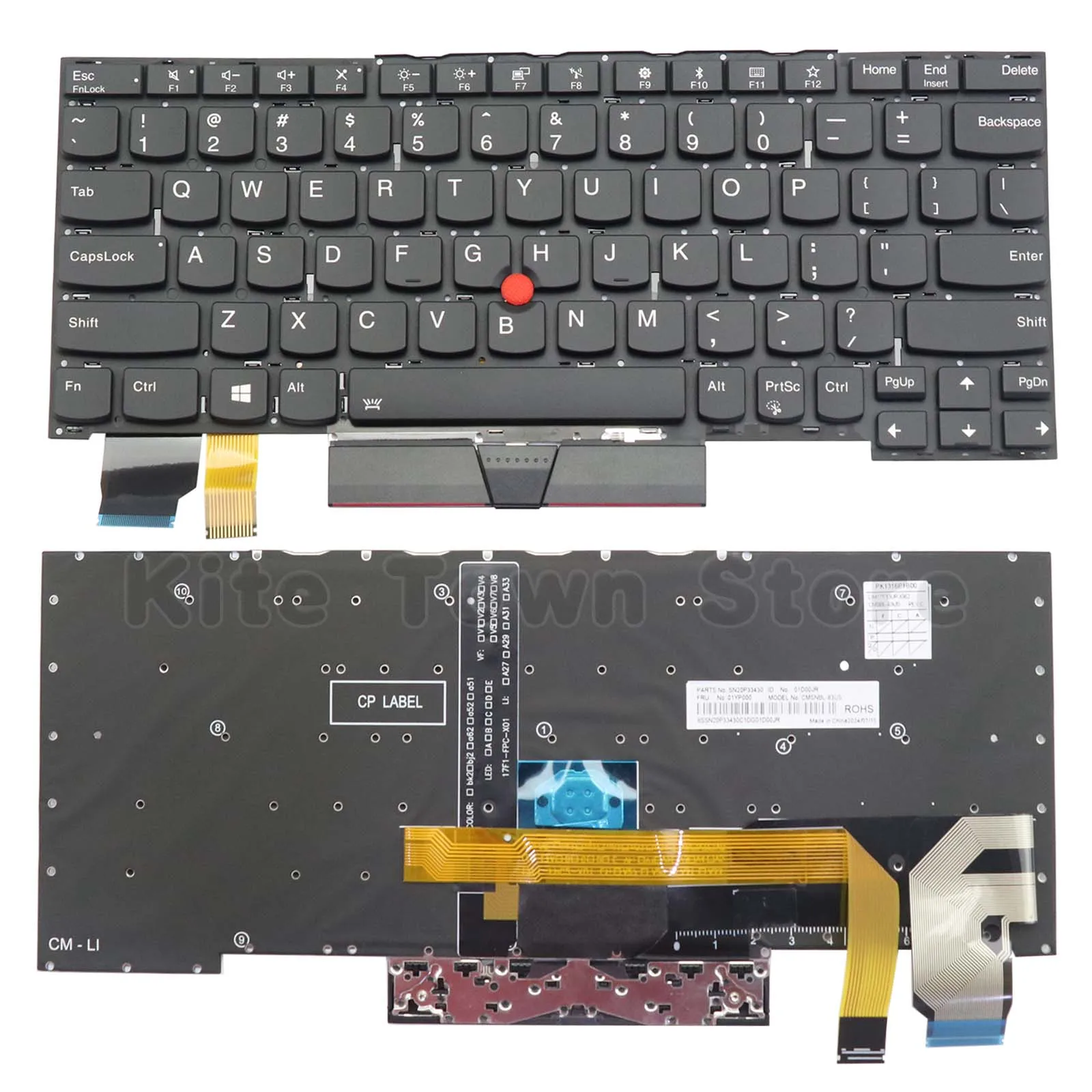 New US Layout Laptop Keyboard Backlit w/ Pointer for Lenovo Thinkpad X13 Yoga Gen1 Type 20SX 20SY X390 Yoga Type 20NN 20NQ