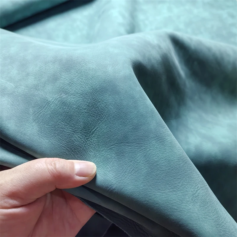 1.3/1.5mm Turquoise Two-Tone Frosted Cowhide. First Layer Leather. Real Leather Fabric. Handmade DIY For Bags, The Whole Cutting