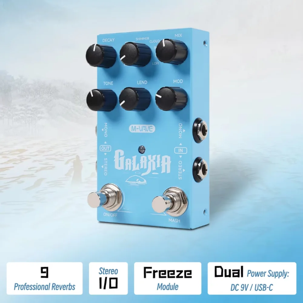 M-VAVE ELEMENTAL PRO Delay GALAXIA Reverb Digital Stereo Guitar Pedal 9 Delay 9 Reverb Sounds USB DC9V Effect Pedal