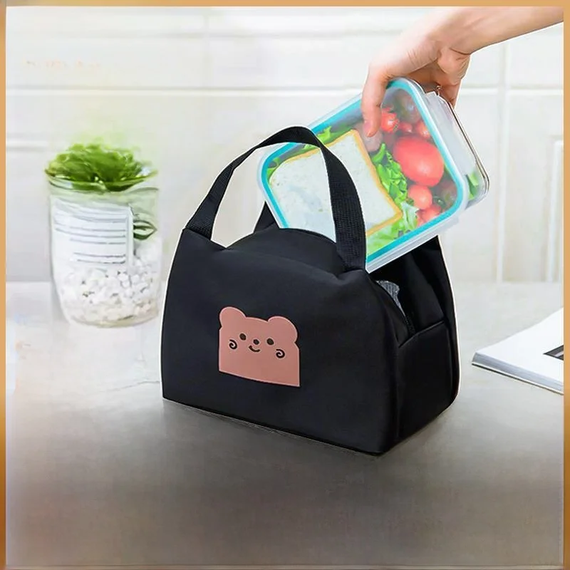 Flat Aluminum Foil Double Handle Lunch Box Bag Portable Bento Bag Insulated Food Packaging Student Elementary School Lunch Bag