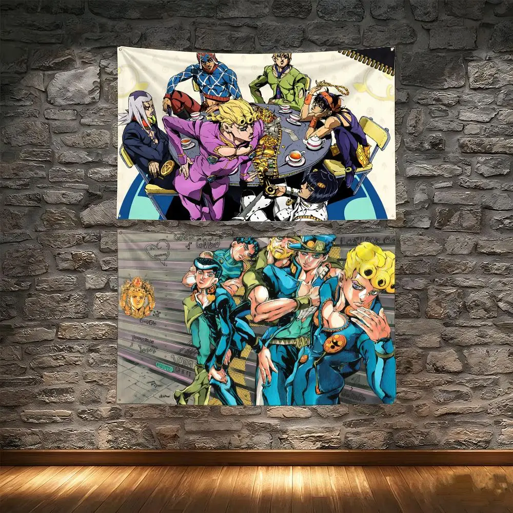 Y2K Fashion J-JoJos Bizarre Adventure Flags Tapestry Creative Pattern Photo Living Room Wall Art Party Outdoor Decor