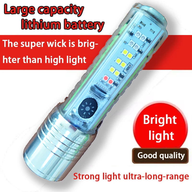 520A Mini Flashlight LED High Power Outdoor Flashlights Lithium Battery Camping  USB Charger Portable Self Defense Torch Light