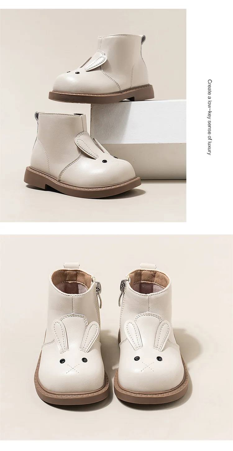 206 Cartoon-Kaninchen-Baby-Stiefeletten für Mädchen im England-Stil, niedliche Hasen-Winterstiefel mit niedrigem Absatz für Kinder und Mädchen – Detail 18