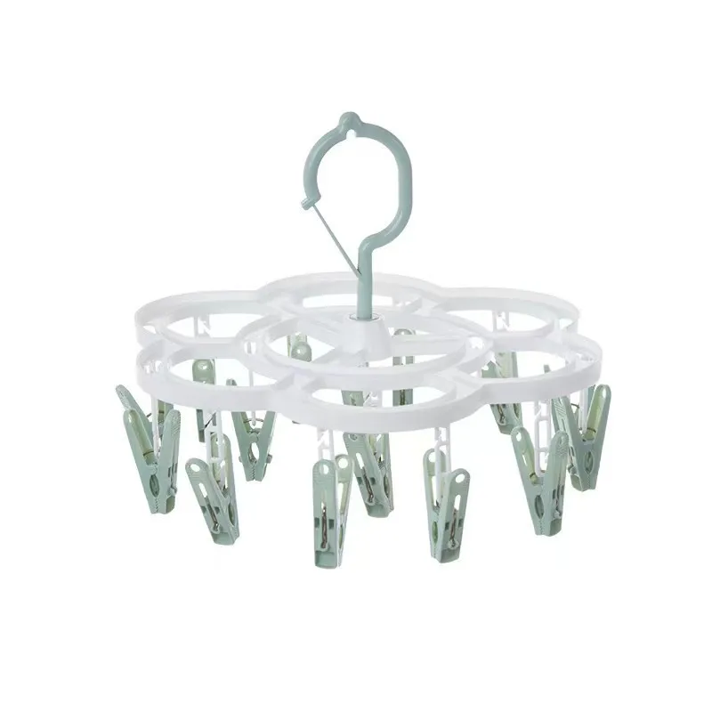 Multi functional sock rack folding drying rack balcony dormitory windproof multi clip underwear baby plum blossom drying rack