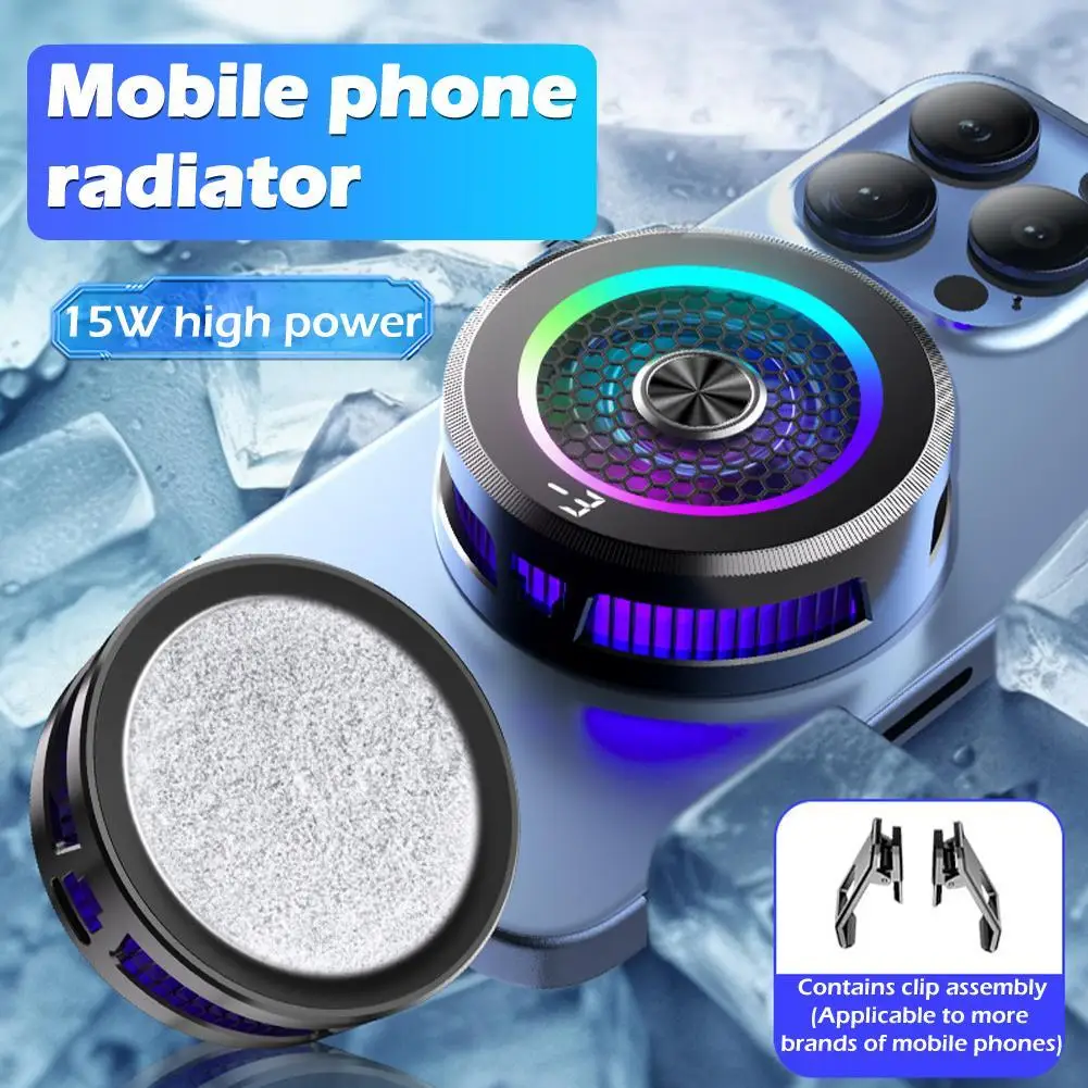 

2025 Newest Magnetic Phone Cooler 15W Ultra Cooling,RGB Lights For Gaming,For Android Phone , Quiet, Strong Adsorption