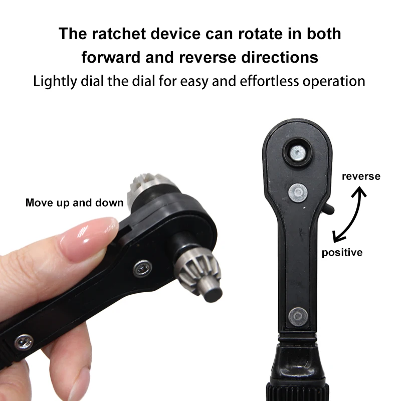 Schwarzer H-förmiger Bohrfutterschlüssel mit Ratsche 2-in-1 Multifunktional 1,5-16mm Handwerkzeug für Heimwerker – Detail 6