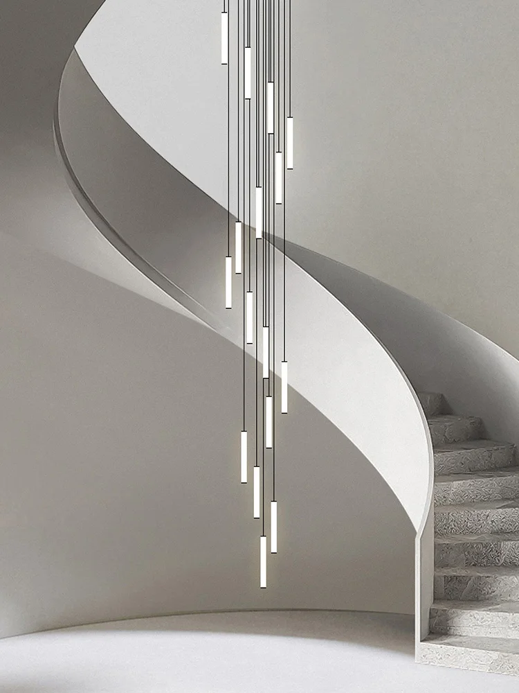 

Modern Luxury Led Pendent Lamp Loft Black Ceiling Chandelier Living Room Lighting Suspension Light Acrylic Staircase Chandeliers