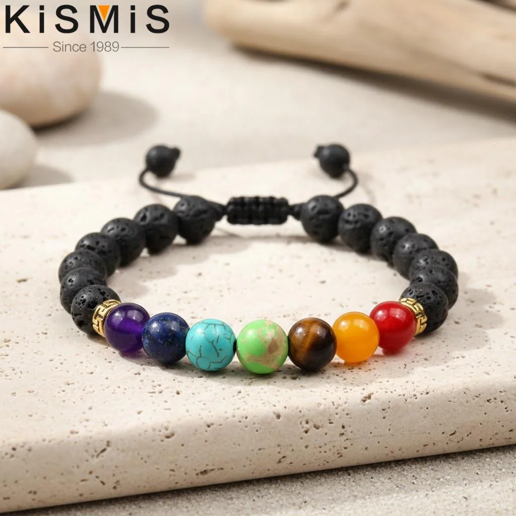 Lava Rock Yoga Bracelet Aromatherapy Essential Oil Diffuser Volcanic Stone Chakra Woven Bracelet for Women Men