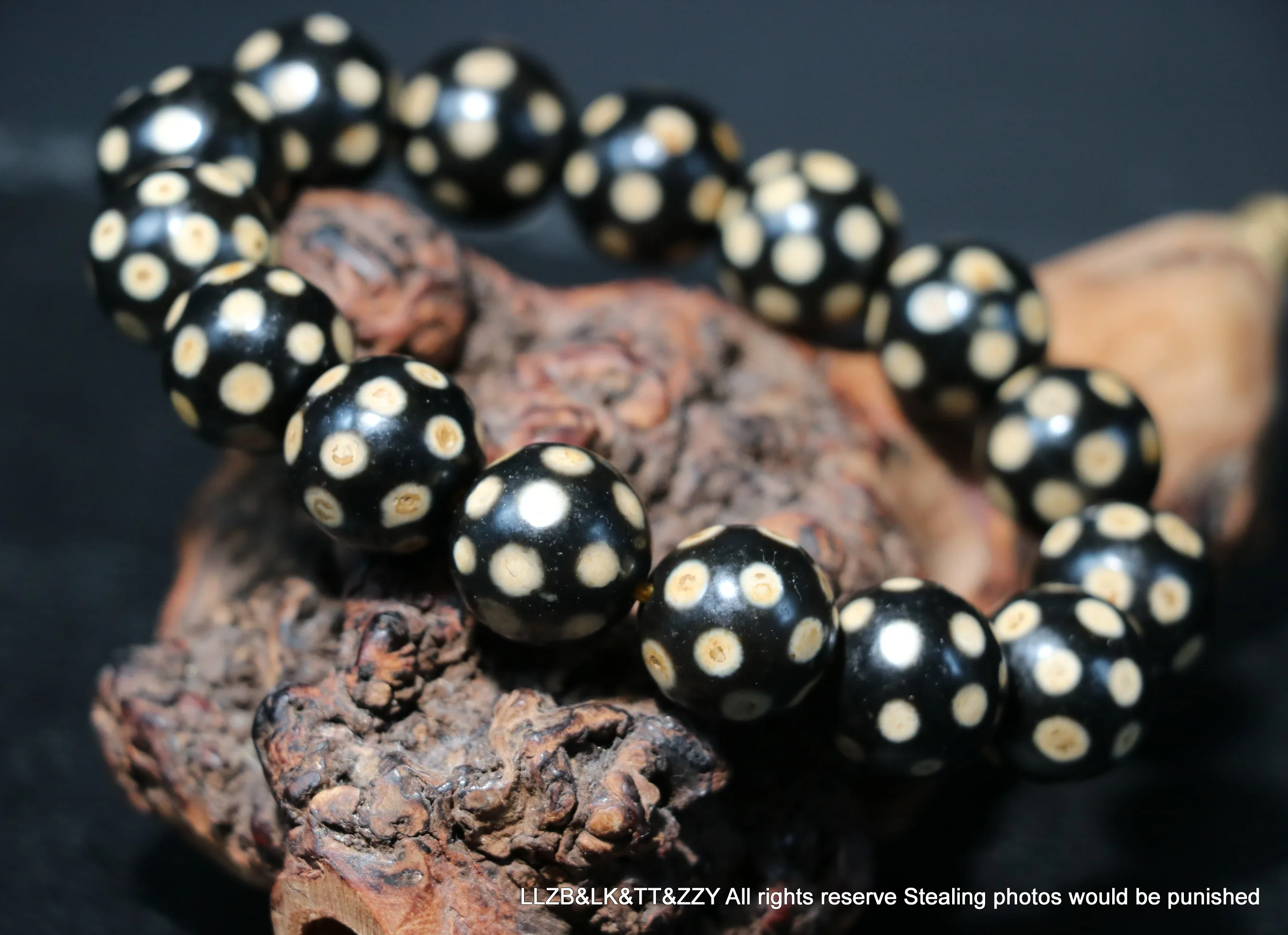 Energy Tibetan old Agate FULL Stars Vein Big Round dZi Bead Stretchy Bracelet 5A 16MM Timestown UPD21