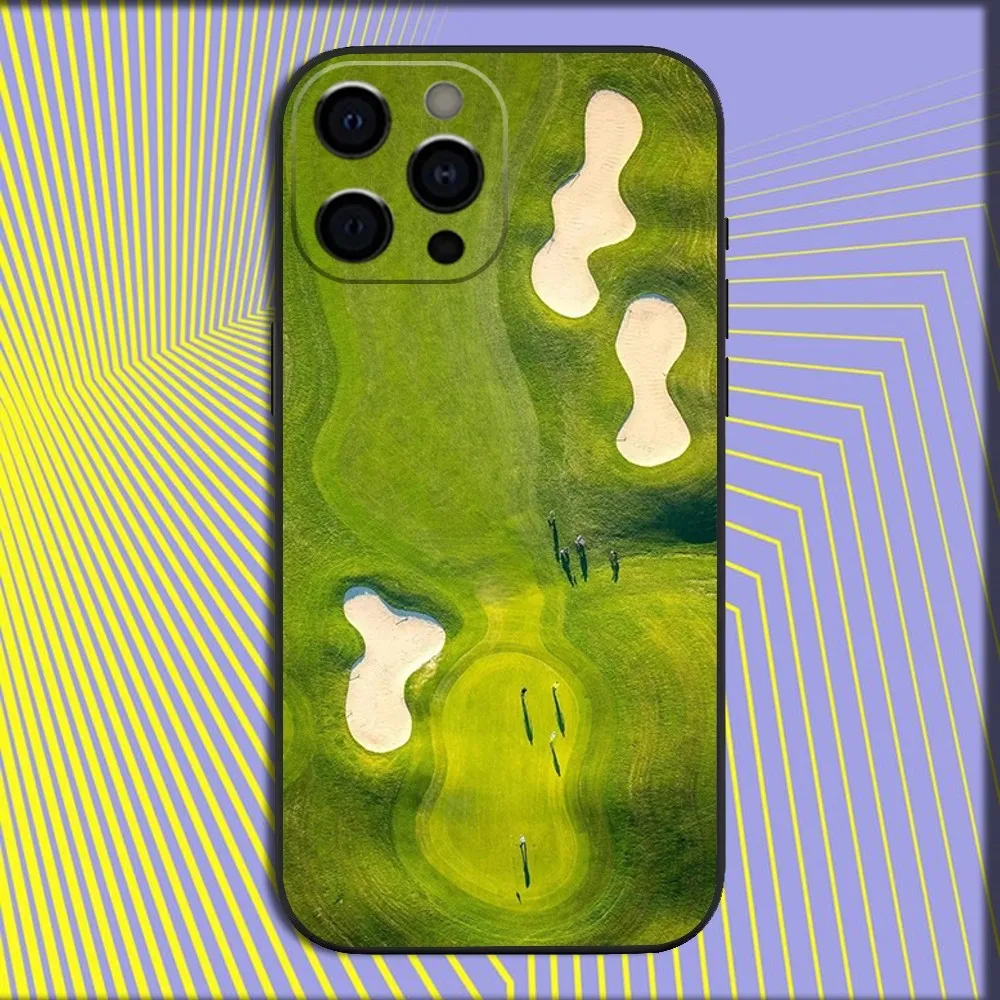 Ball Golf Course Phone Case For iPhone 16,15,14,13,12,11,Pro,X,XS,Max,XR,Plus,Mini Soft Black Cover