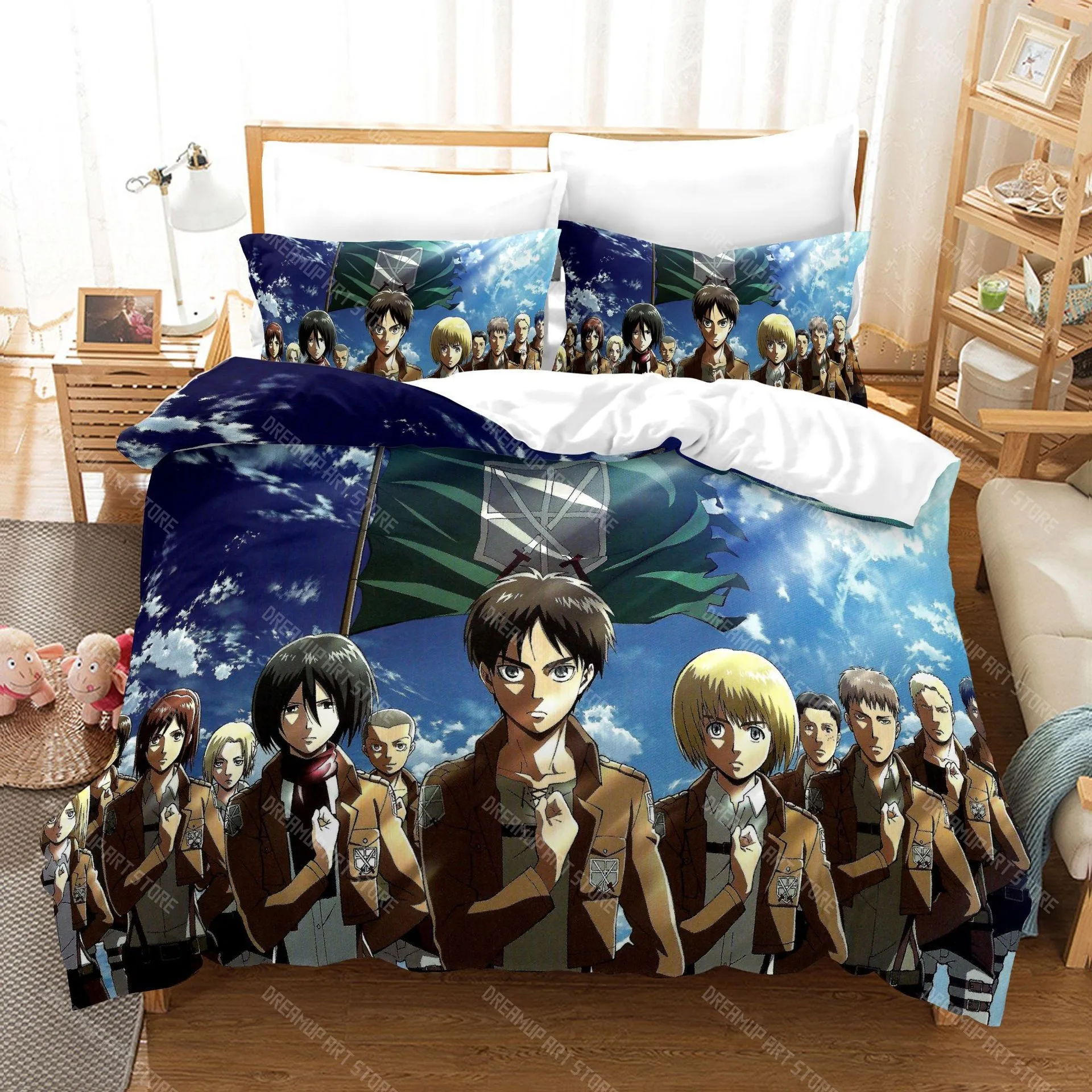 3D Printed Attack On Titan AOT Bedding Set for Boys Girls Duvet Cover And Pillowcase Twin Queen King Full Single Double Sizes