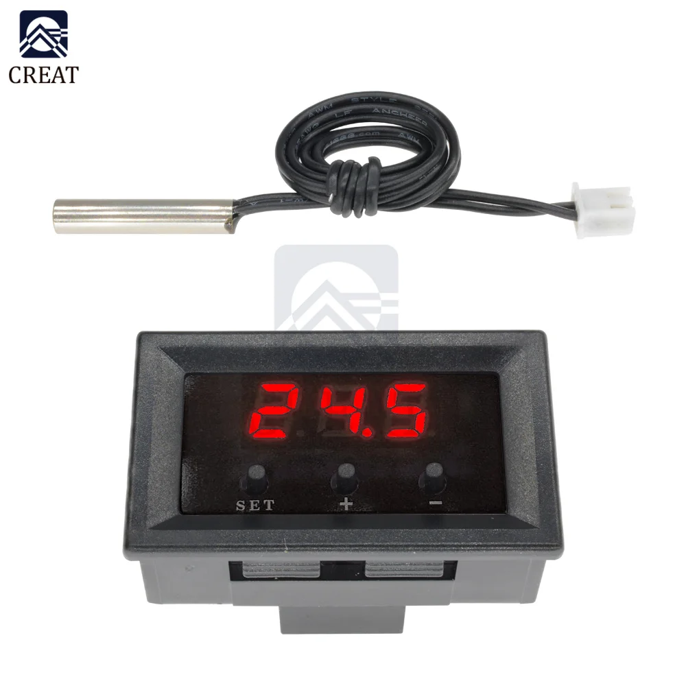 W1209 DC 12 V Thermostat Thermometer Temperature 3 Color LED Digital Display with Temperature Cable Temperature Tester