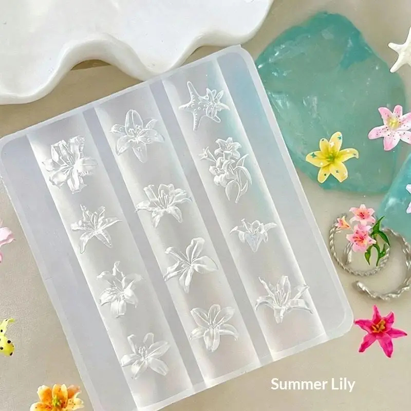 3D-Silikonform für Blumen-Nagelkunst, Resin-Lilien, Blumen, Seestern, DIY-Nagelkunst-Dekoration, transparente Vorlage für Nagelcharms – Detail 4