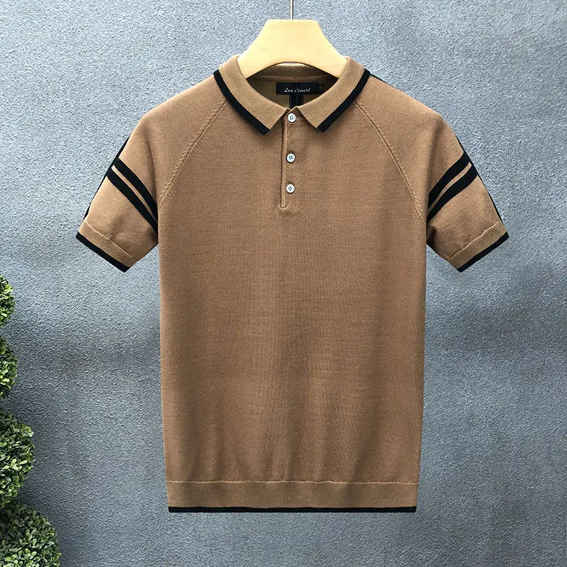 Short-sleeved sweater men's trendy casual knitted sweater new men's autumn top