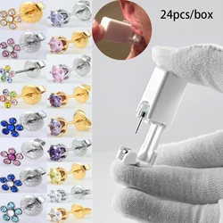 24pcs Ear Piercing Unit Cartilage Tragus Helix Piercing Gun Tool Kit Safety Sterlised Disposable Device Machine  Ear Piercer