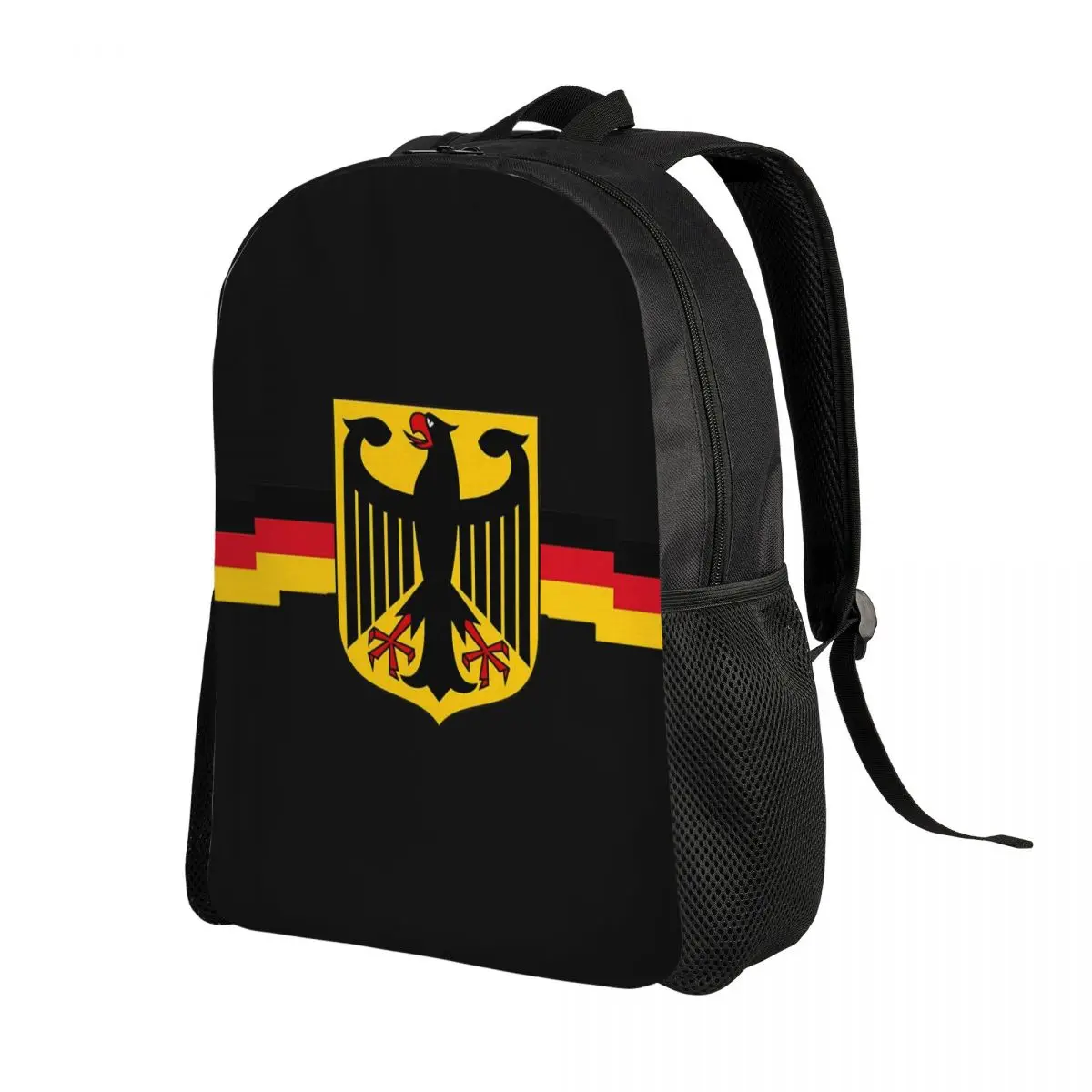 Custom German Eagle On Shield Backpack for Men Women Water Resistant School College Germany Flag Bag Print Bookbag