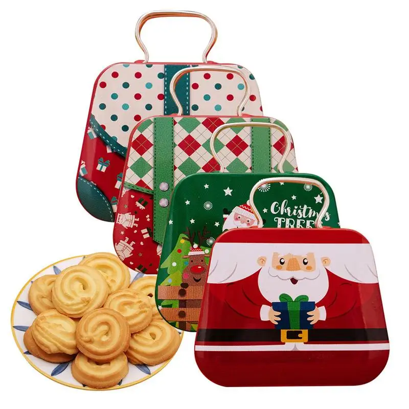 

Empty Christmas Tins 4PCS Festive Cookie Tins Christmas Cookie Containers Food Storage Containers With Lids Cute Festive Storage