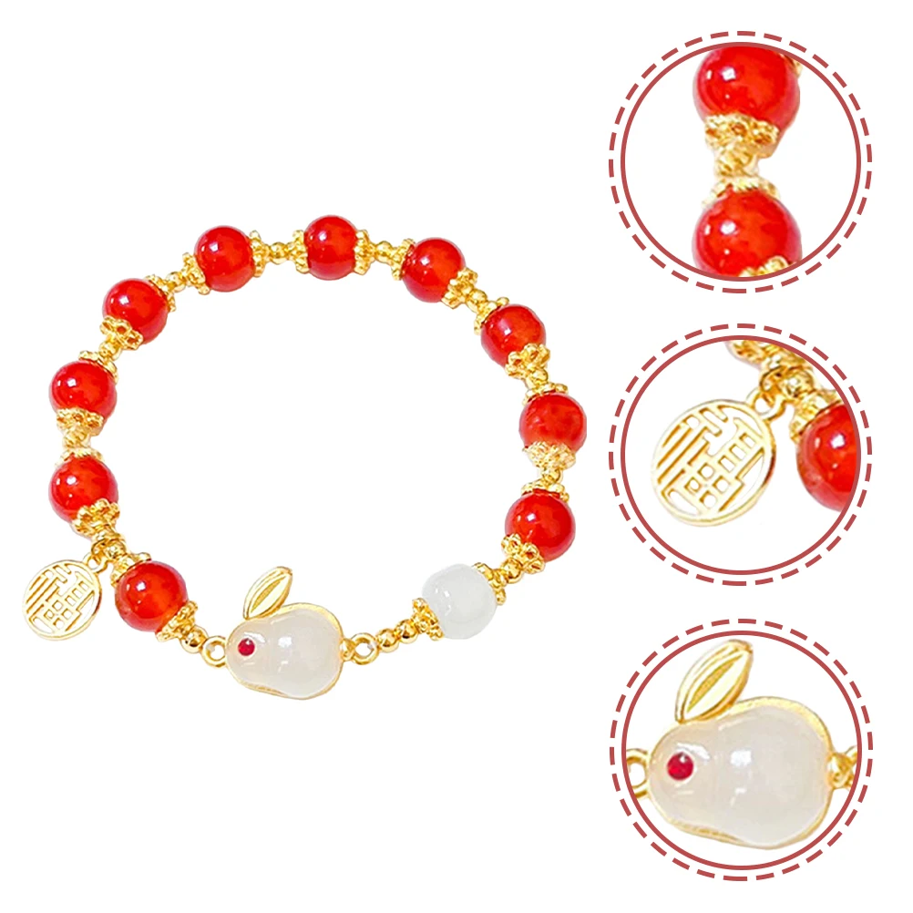 

Jade Rabbit Bracelet Chinese New Year Bracelets for Women Animal Years Girls Beaded Woman Gifts