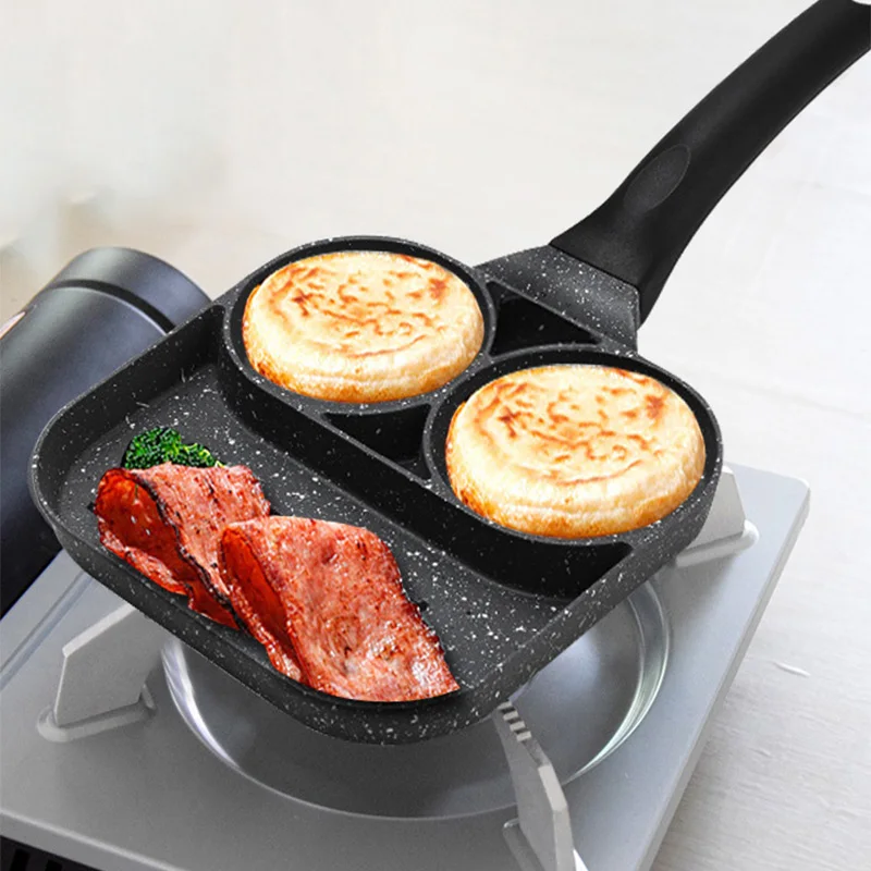 2/4-Hole Frying Pot Pan Thickened Omelet Pan Non-stick Egg Pancake Steak Pan Cooking Egg Ham Pans Breakfast Maker Cookware Pan