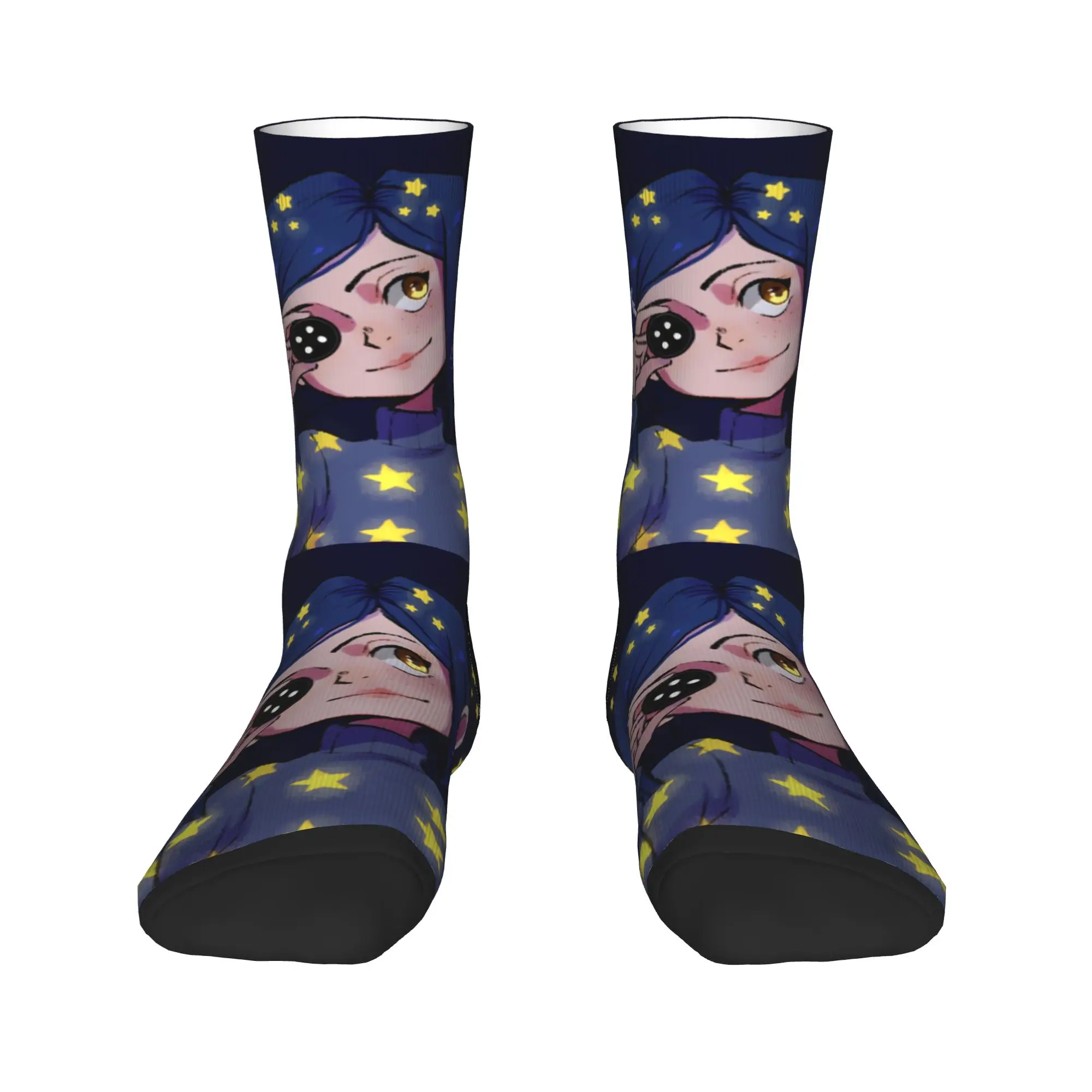 

Cool Printed Coraline Shining Stars Socks for Women Men Stretchy Summer Autumn Winter Crew Socks