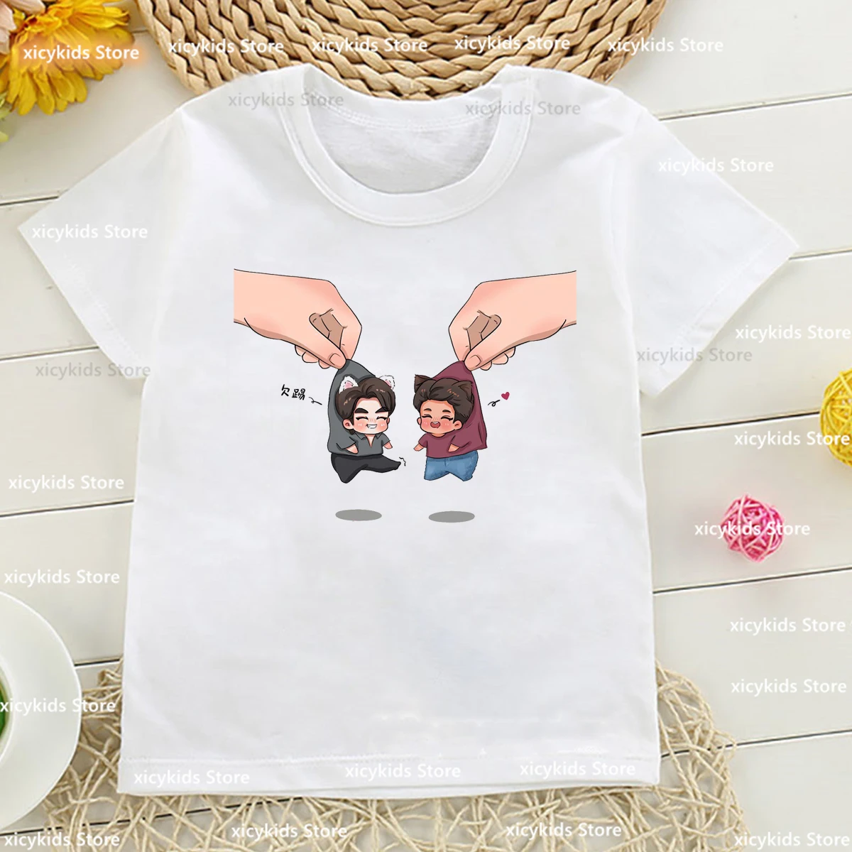 

New Boys' T-Shirt Funny Korean Male Star Graphic Print Tshirt Cute Children'S Tshirt Fashion Casual Boys' Clothing White Tshirt