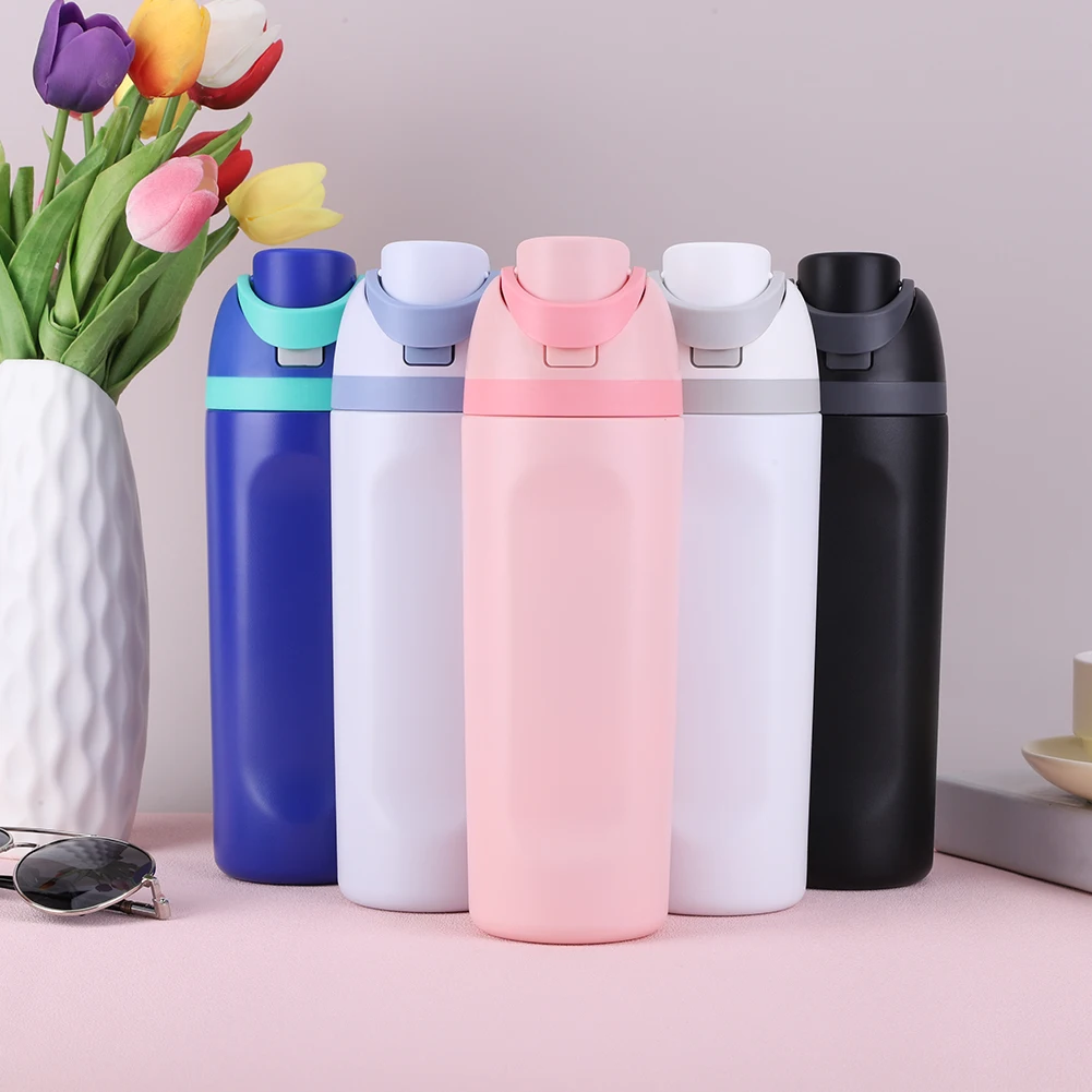 New Thermos Cup 600ml Insulated Cup Stainless Steel Space Kettle Water Bottle with Straw Vacuum Flasks for Car Outdoor Sport